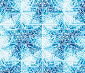 Abstract frozen stars, snowflakes seamless pattern