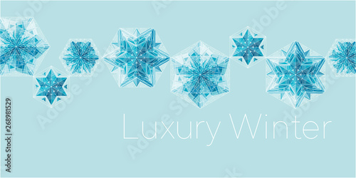 Geometrical snowflakes web banner template