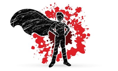 Wall Mural - Super Hero Man standing with costume cartoon graphic vector.