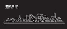 Cityscape Building Line Art Vector Illustration Design -  Lancaster City