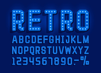 Wall Mural - Retro font vintage, light sign set. Vector