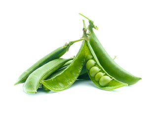 Fresh peas isolated on white background