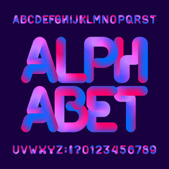 Flexible 3d alphabet font. Uppercase letters and numbers. Vector typescript for your typography design.