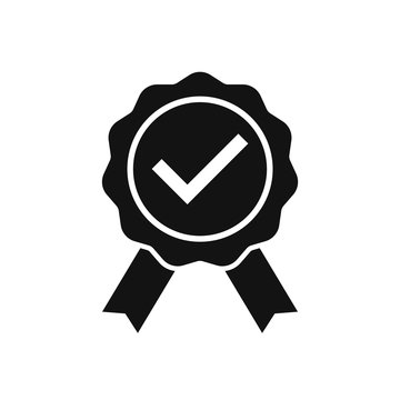 Approved or certified medal icon in a flat design. Rosette icon. Award vector