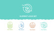 Beauty; logo set of Nature Elements (Vector linear Icons). Vector logo template. Beautiful options for spa, cosmetics salon or resorts. Wood, air, earth and water. - Vector