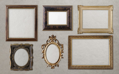 Old vintage golden frames collection