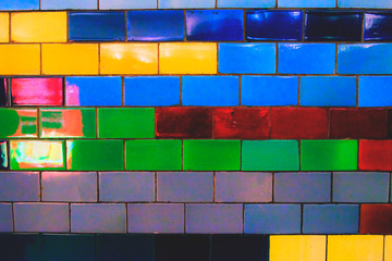 Background multi-color brick wall