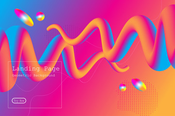 Wall Mural - Memphis abstract colorful background design with Fluid gradient shapes composition illustration vector