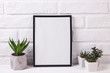 © daffodilred - Empty  black frame mockup and succulents and cactus plants