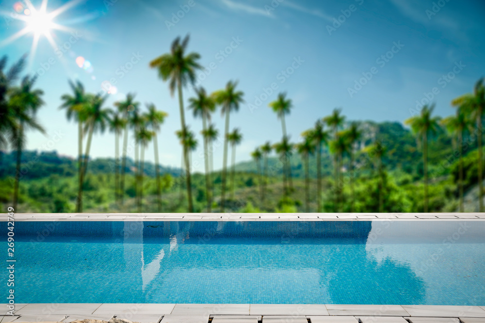 Zdj cie bez tantiem Swimming pool background and free space for your decoration. Adobe Stock