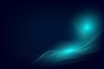 Poster - blue particle line wave abstract background modern design with copy space, vector illustration for y
