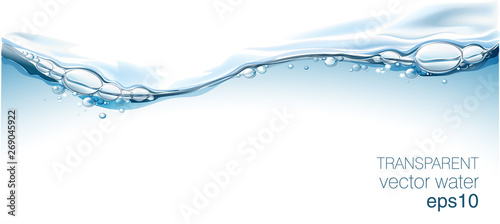 Fotomural Water vector wave transparent surface with bubbles of air
