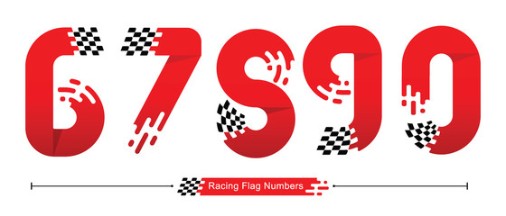 Wall Mural - Numbers Racing Flag style in a set 67890