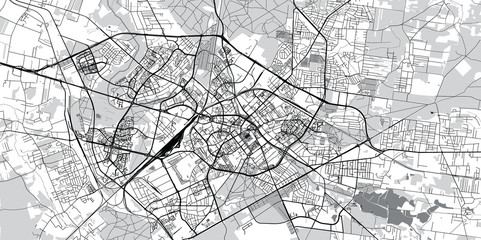 Urban vector city map of Bialystok, Poland