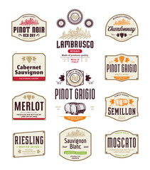 Wall Mural - Red and white wine labels