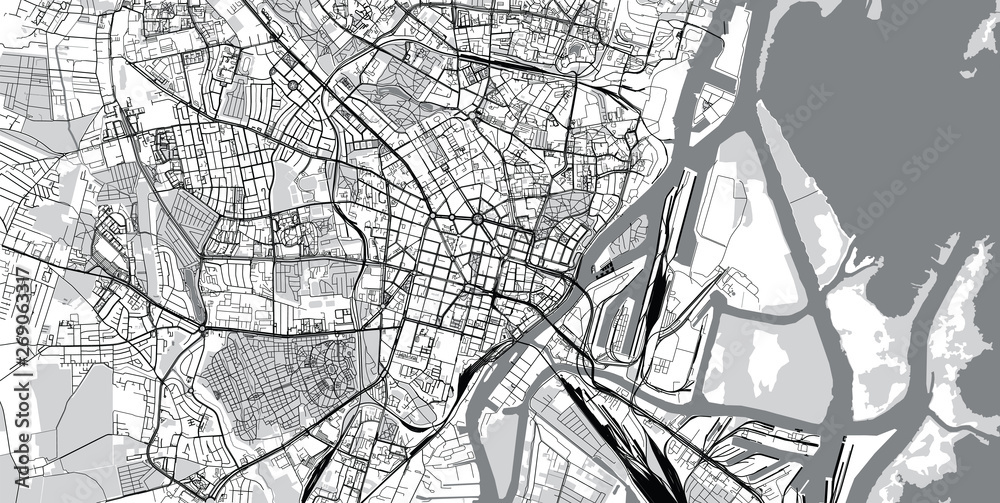 Urban vector city map of Szczecin, Poland - obrazy, fototapety, plakaty 