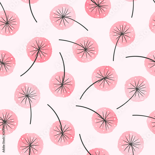 Seamless abstract watercolor flower pattern. Pink floral background.