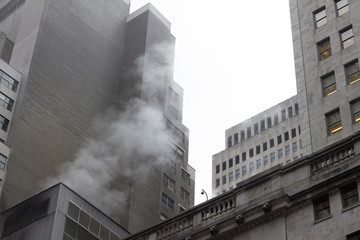 Mist and steam on a grey day in Manhattan, New York