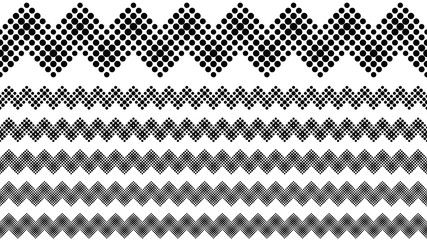 Poster - Black and white geometrical dot pattern separator line set - abstract monochrome vector design elements from circles