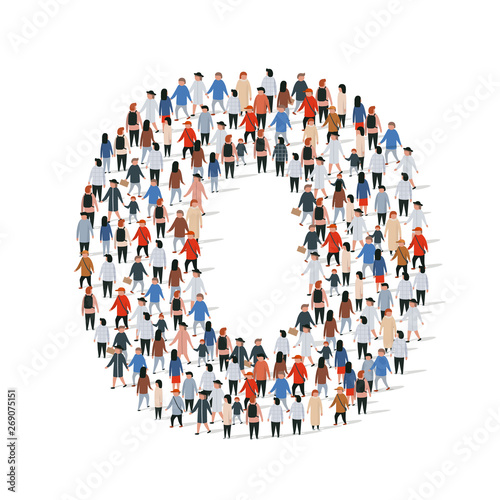 Cuadros en Lienzo Large group of people in number 0 zero form