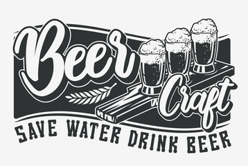 Wall Mural - Vector illustration with beer and lettering