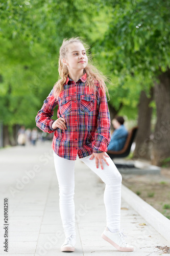 Windproof Hairstyles Girl Little Cute Child Enjoy Walk On Windy