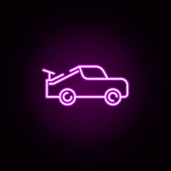 Poster - car sport neon icon. Elements of transportation set. Simple icon for websites, web design, mobile app, info graphics
