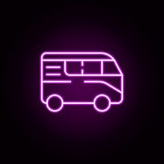 Poster - mini bus neon icon. Elements of transportation set. Simple icon for websites, web design, mobile app, info graphics
