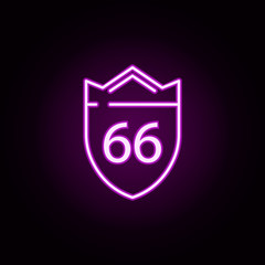 Poster - road sign neon icon. Elements of transportation set. Simple icon for websites, web design, mobile app, info graphics