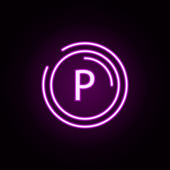 Poster - parking place neon icon. Elements of transportation set. Simple icon for websites, web design, mobile app, info graphics