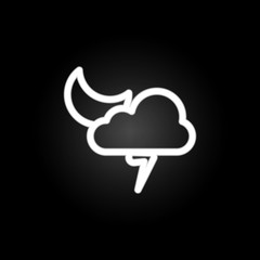 Poster - cloudy moon storm sign neon icon. Elements of weather set. Simple icon for websites, web design, mobile app, info graphics