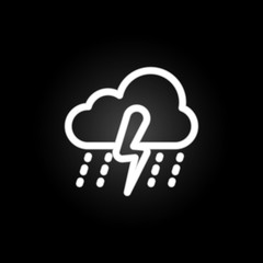 Poster - cloudy rainy storm sign neon icon. Elements of weather set. Simple icon for websites, web design, mobile app, info graphics