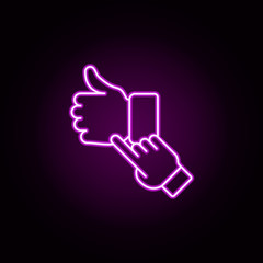 Poster - like sign and finger neon icon. Elements of sosial media network set. Simple icon for websites, web design, mobile app, info graphics