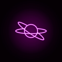 Poster - worldwide satellite network neon icon. Elements of sosial media network set. Simple icon for websites, web design, mobile app, info graphics