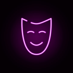 Poster - anonymous, face, happy neon icon. Elements of christmas set. Simple icon for websites, web design, mobile app, info graphics