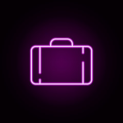 Poster - bag, brief case neon icon. Elements of christmas set. Simple icon for websites, web design, mobile app, info graphics