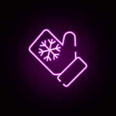 Poster - Christmas glove neon icon. Elements of christmas set. Simple icon for websites, web design, mobile app, info graphics