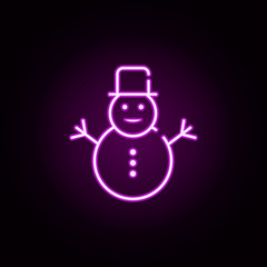 Poster - snowman neon icon. Elements of christmas set. Simple icon for websites, web design, mobile app, info graphics