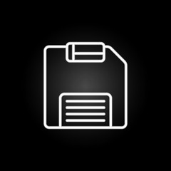 Poster - floppy disc neon icon. Elements of computer hardware set. Simple icon for websites, web design, mobile app, info graphics