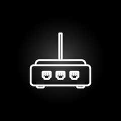 Poster - router neon icon. Elements of computer hardware set. Simple icon for websites, web design, mobile app, info graphics