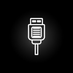 Poster - usb cable neon icon. Elements of computer hardware set. Simple icon for websites, web design, mobile app, info graphics