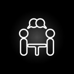 Poster - discussion neon icon. Elements of conferencing set. Simple icon for websites, web design, mobile app, info graphics