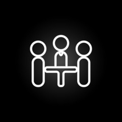 Poster - the meeting neon icon. Elements of conferencing set. Simple icon for websites, web design, mobile app, info graphics