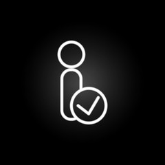 Poster - approve a shot neon icon. Elements of conferencing set. Simple icon for websites, web design, mobile app, info graphics