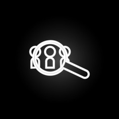 Poster - search for colleagues neon icon. Elements of conferencing set. Simple icon for websites, web design, mobile app, info graphics