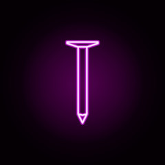 Poster - carpenter nail neon icon. Elements of construction tools set. Simple icon for websites, web design, mobile app, info graphics