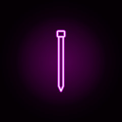 Poster - nail with smaller head neon icon. Elements of construction tools set. Simple icon for websites, web design, mobile app, info graphics