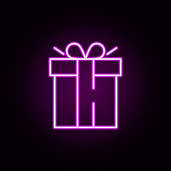 Poster - gift box neon icon. Elements of cyber monday set. Simple icon for websites, web design, mobile app, info graphics