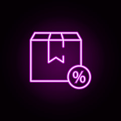 Poster - package discount neon icon. Elements of cyber monday set. Simple icon for websites, web design, mobile app, info graphics