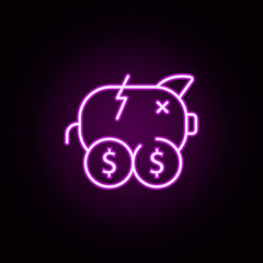 Poster - piggybank neon icon. Elements of cyber monday set. Simple icon for websites, web design, mobile app, info graphics